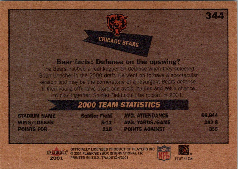 2001 Fleer Tradition Glossy Chicago Bears