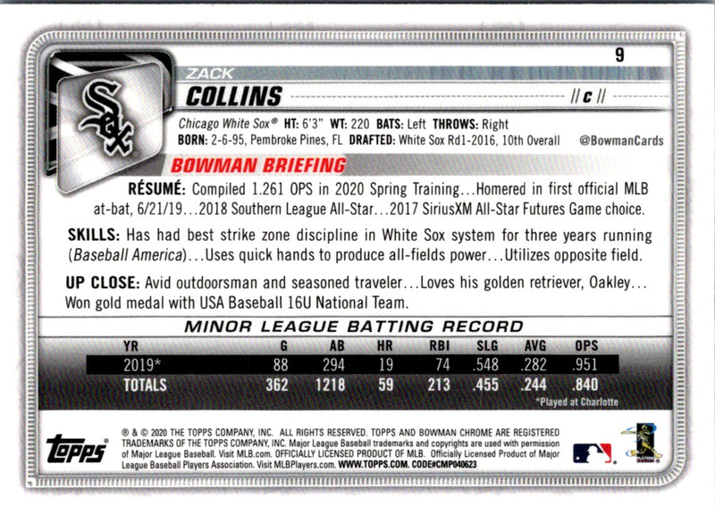 2020 Bowman Chrome Zack Collins