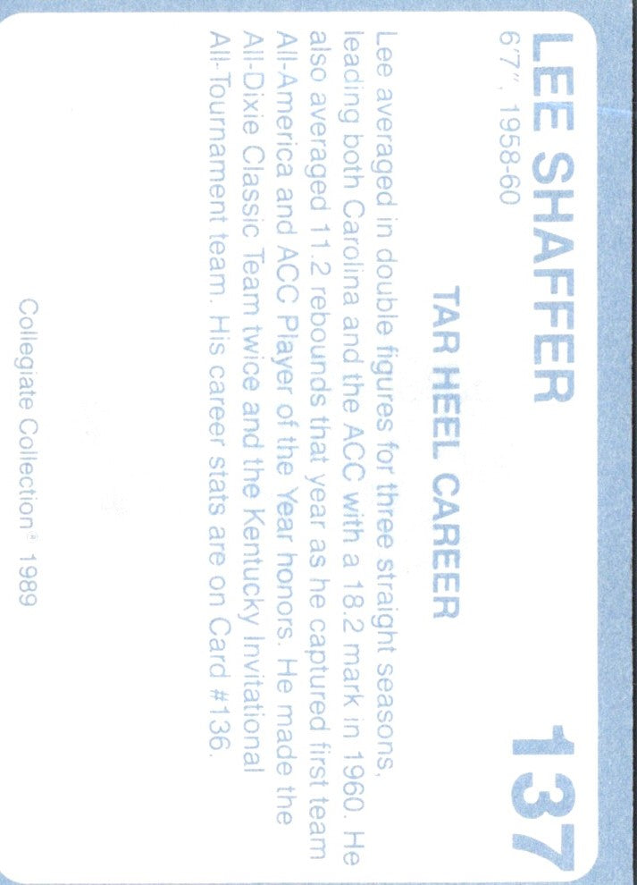 1989 Collegiate Collection North Carolina's Finest Lee Shaffer