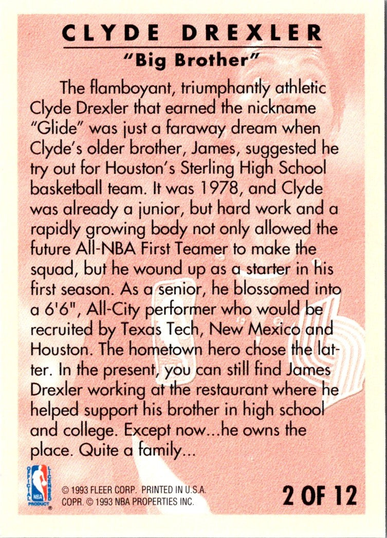 1993 Fleer Clyde Drexler Career Highlights Clyde Drexler