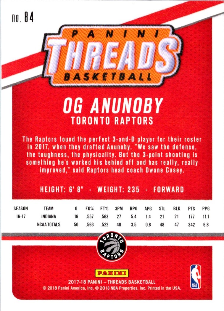 2017 Panini Threads OG Anunoby