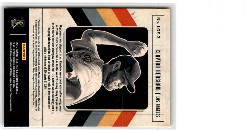 2019 Panini Leather & Lumber Life on the Edge Clayton Kershaw