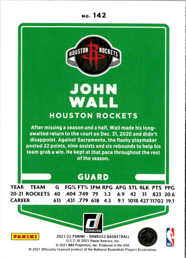 2021 Donruss Holo Red and Gold Laser John Wall