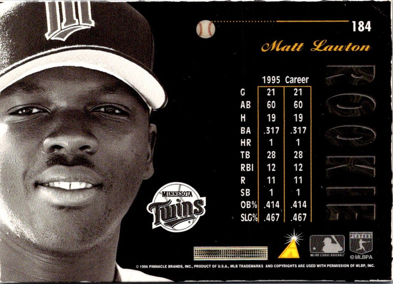1996 Pinnacle Aficionado Matt Lawton