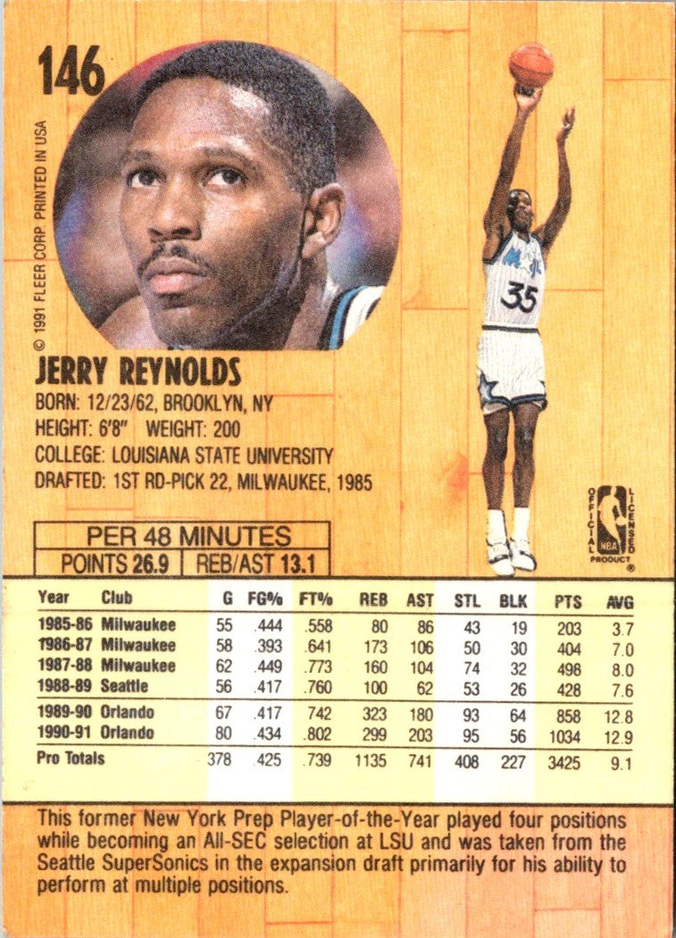 1991 Fleer Jerry Reynolds