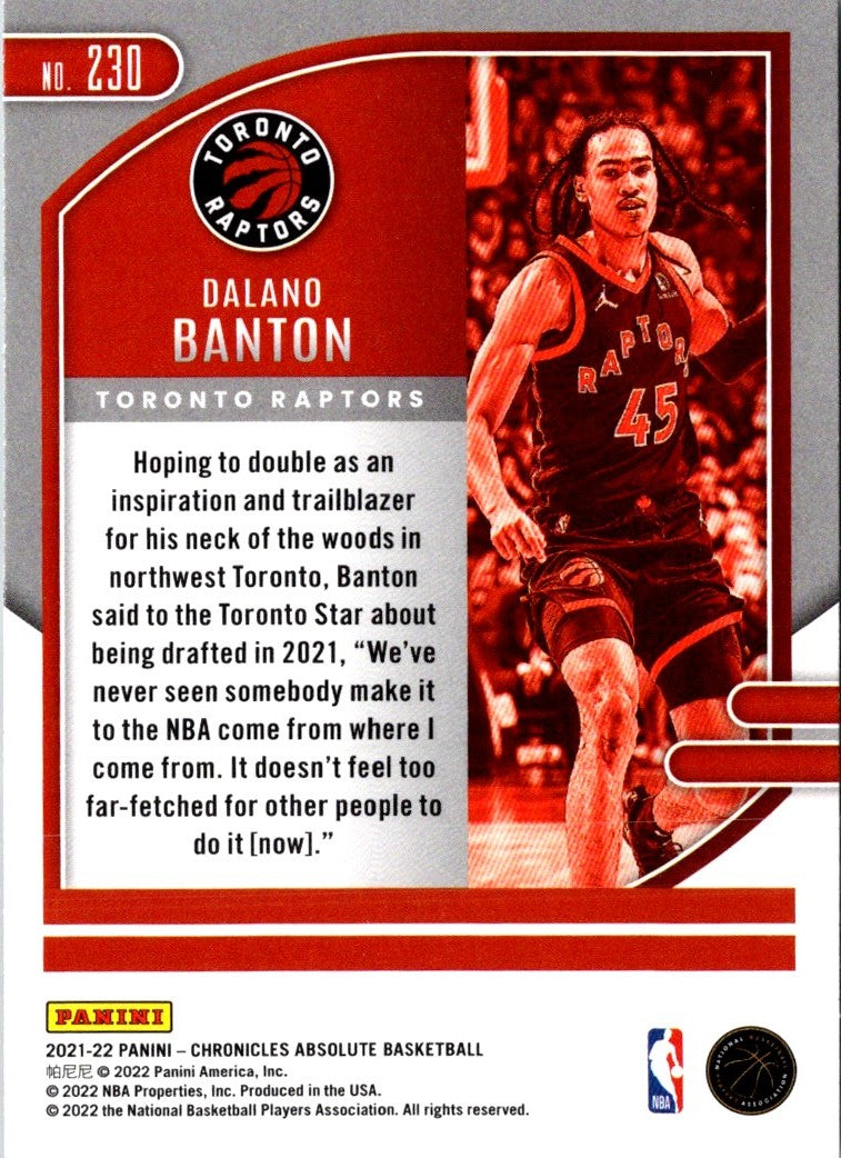 2021 Panini Chronicles Dalano Banton