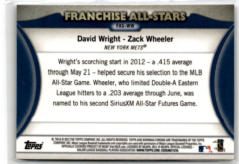 2012 Bowman Chrome Franchise All-Stars Zack Wheeler/David Wright