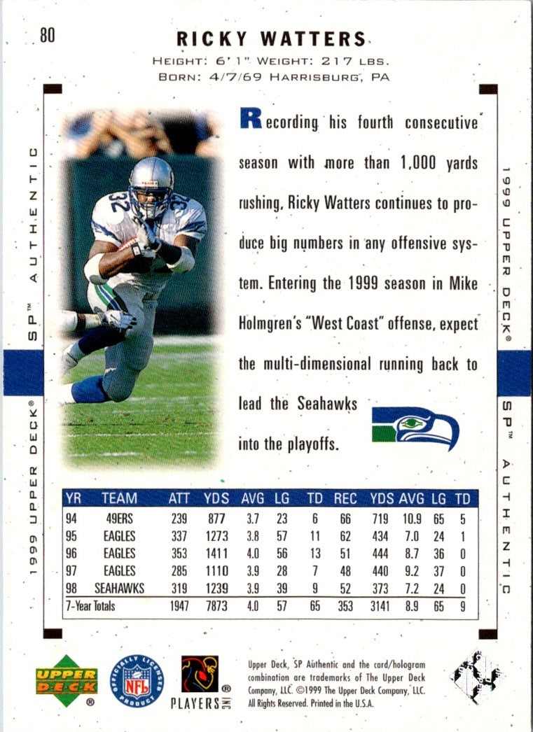 1999 SP Authentic Ricky Watters