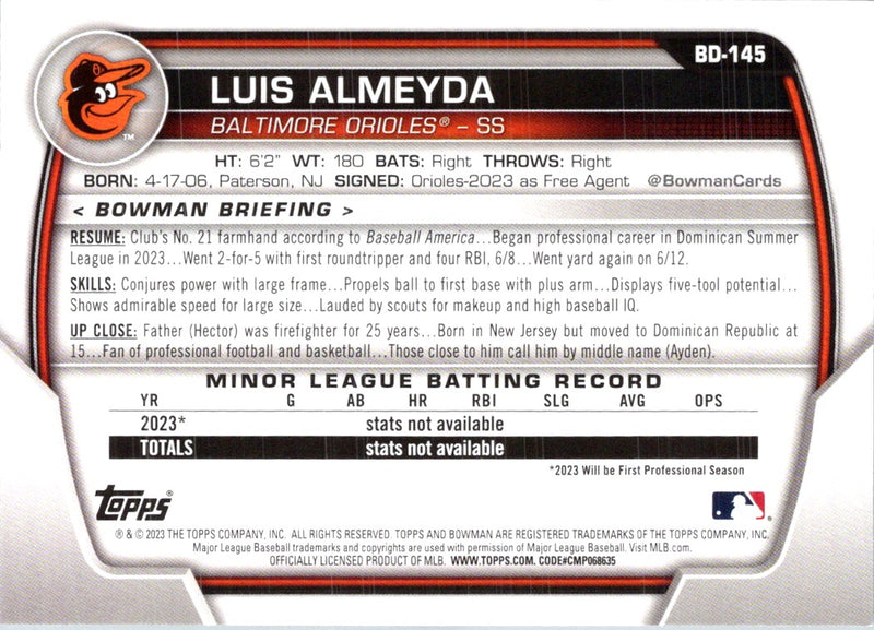 2023 Bowman Draft Luis Almeyda