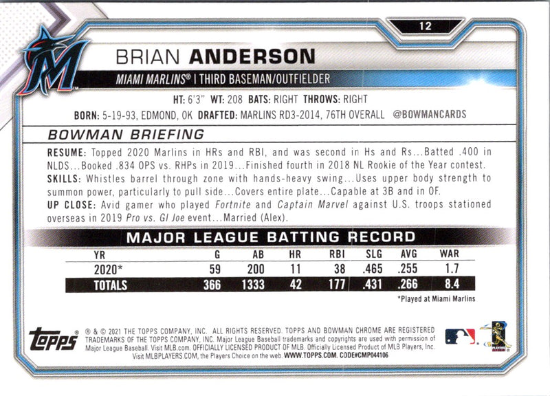 2021 Bowman Brian Anderson