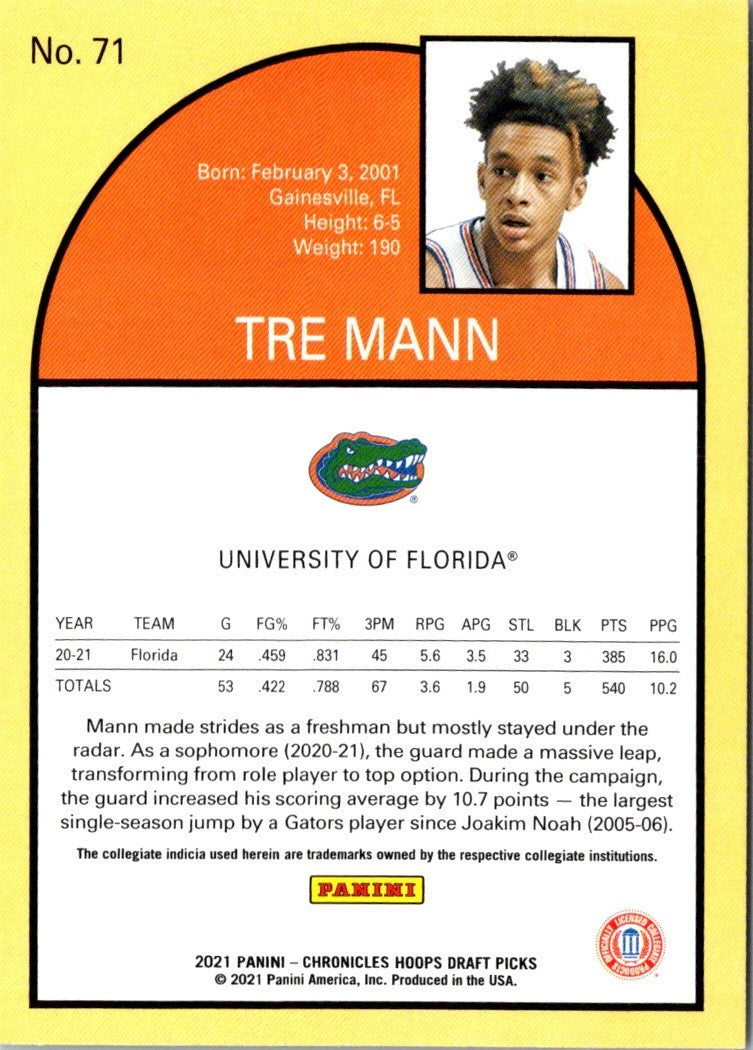 2021 Panini Chronicles Draft Picks Orange Tre Mann