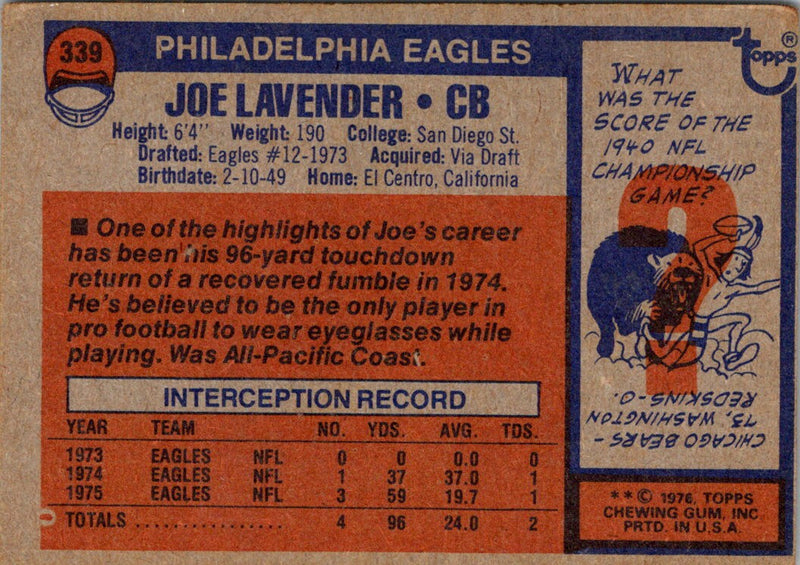 1976 Topps Joe Lavender