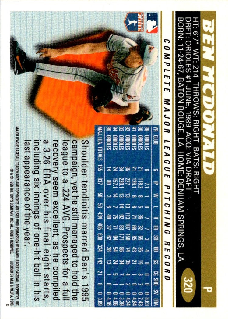 1996 Topps Ben McDonald