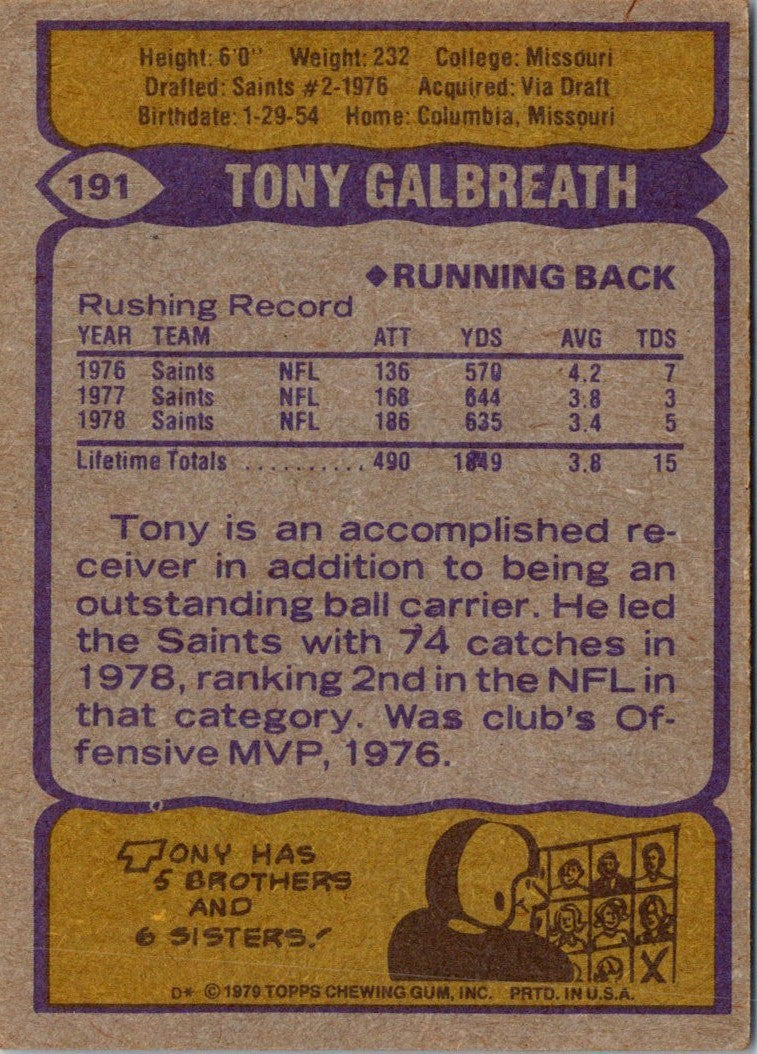 1979 Topps Tony Galbreath