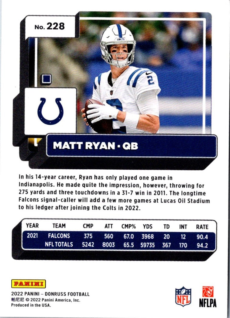 2022 Donruss Blue Press Proof Matt Ryan