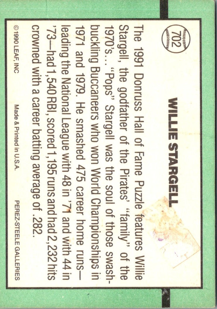 1991 Donruss Willie Stargell Puzzle