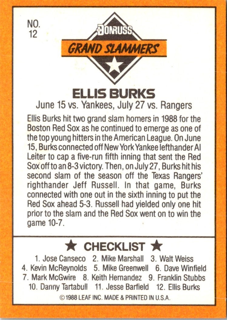 1989 Donruss Leaf Blue Chips Ellis Burks