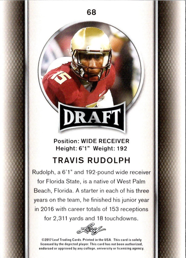 2017 Leaf Draft Gold Travis Rudolph