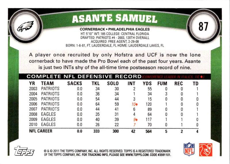 2011 Topps Asante Samuel