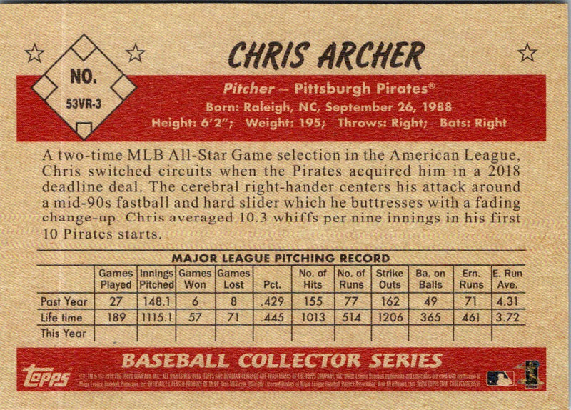 2019 Bowman Heritage Chris Archer