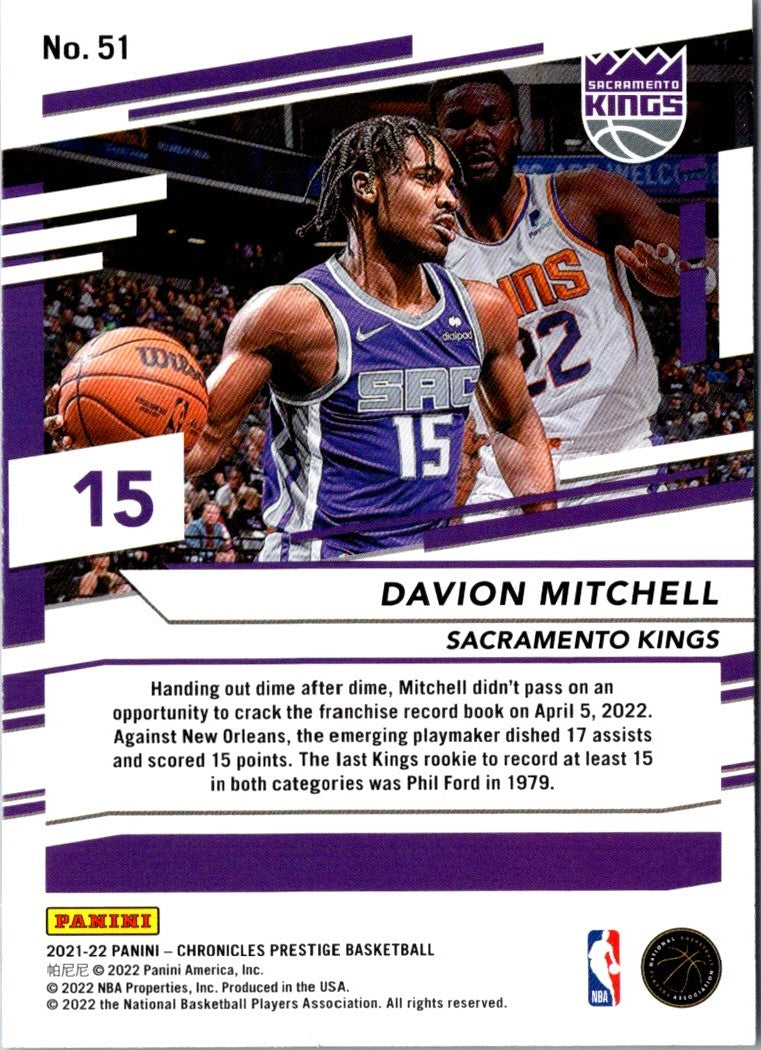 2021 Panini Chronicles Davion Mitchell