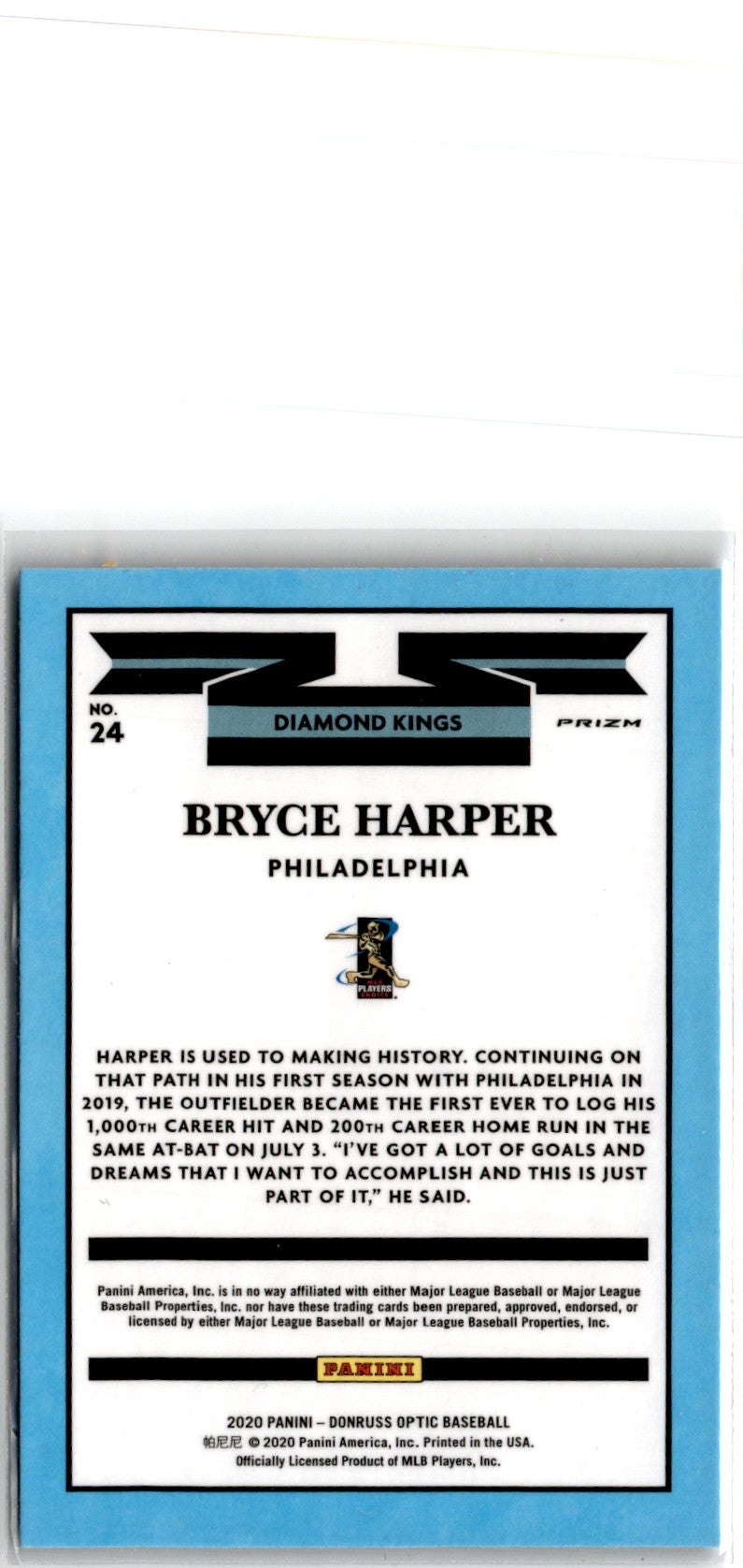 2020 Donruss Optic Carolina Blue and White Bryce Harper