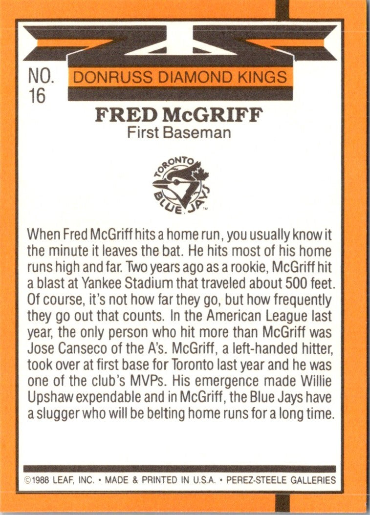 1989 Donruss Super Diamond Kings Fred McGriff