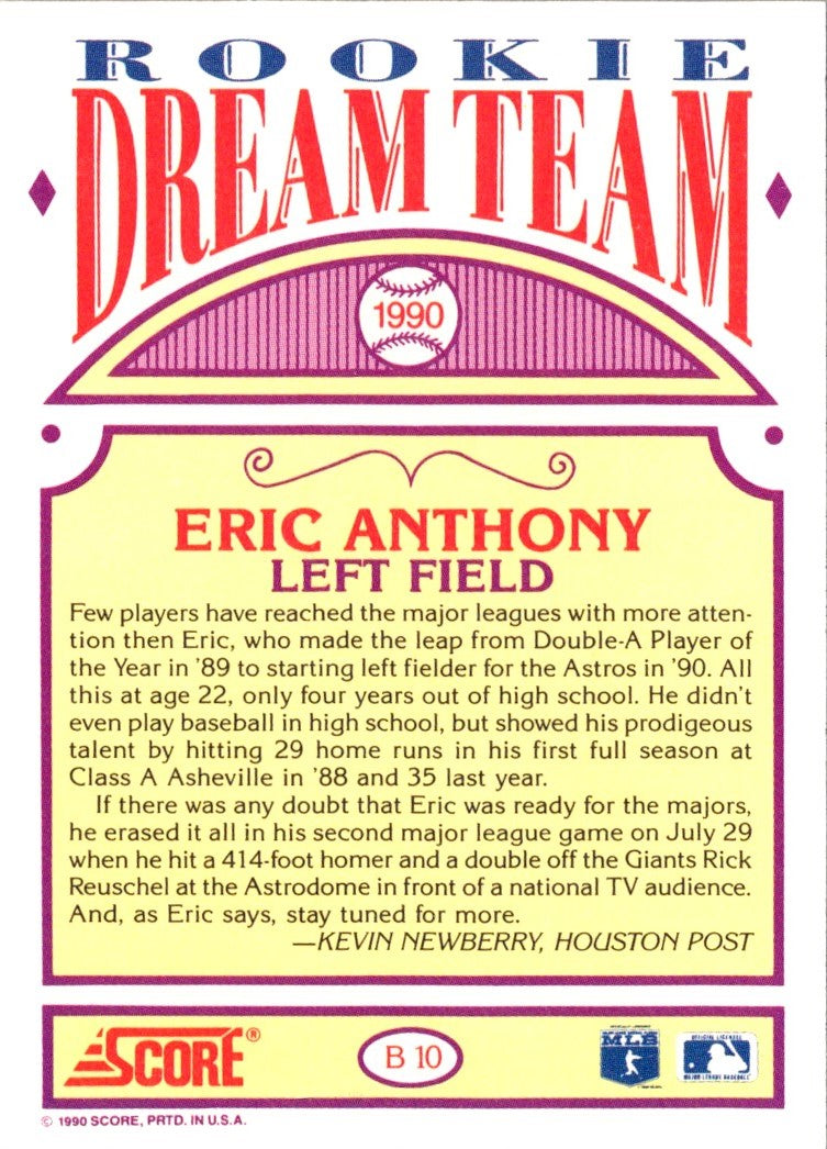 1990 Score Rookie Dream Team Eric Anthony