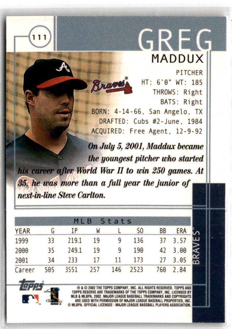 2002 Topps Reserve Greg Maddux