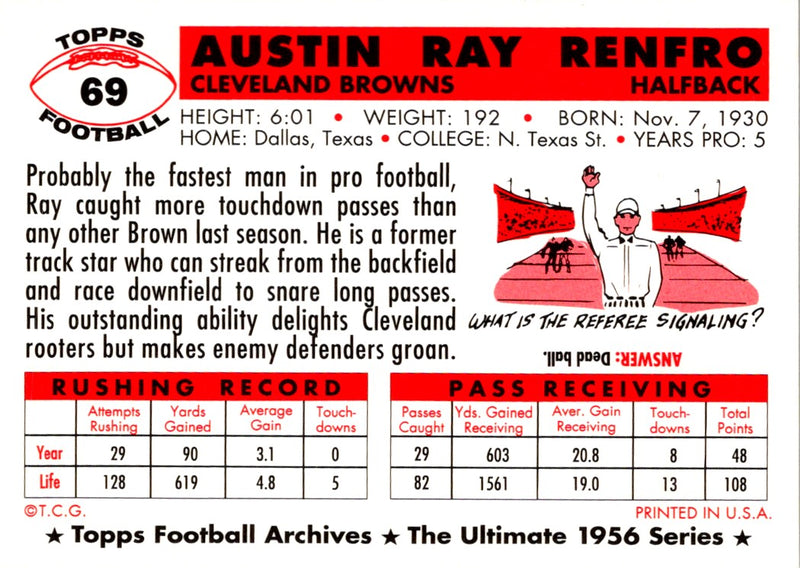 1994 Topps Archives 1956 Gold Ray Renfro
