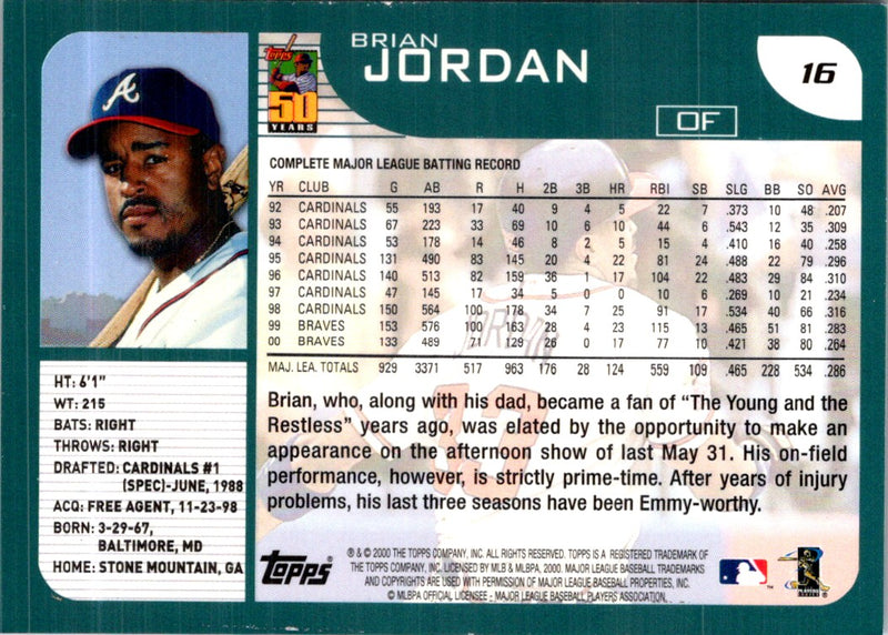 2001 Topps Brian Jordan