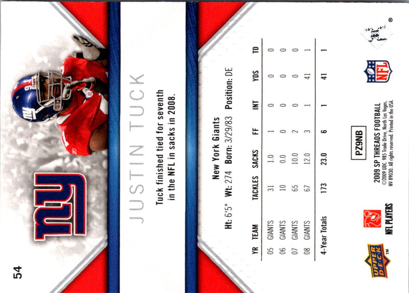 2009 SP Threads Justin Tuck