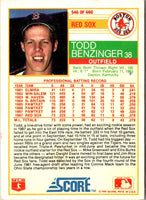 1988 Score Todd Benzinger #546 Rookie