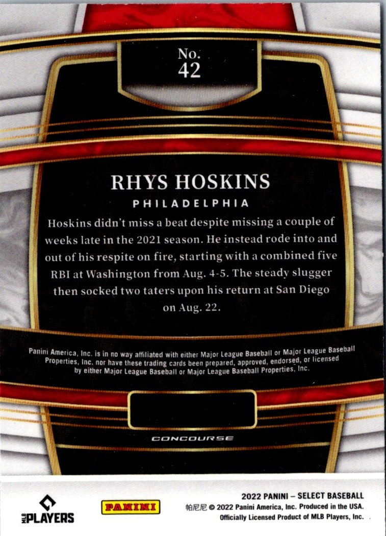 2022 Panini Select Rhys Hoskins