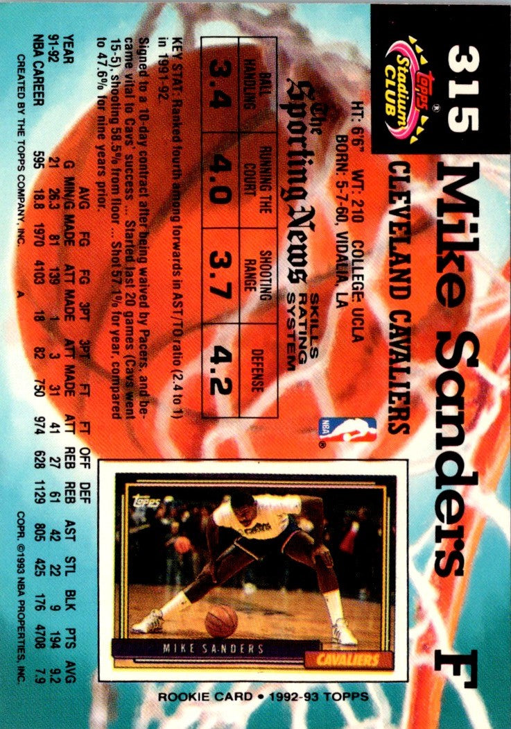 1992 Stadium Club Members Only Mike Sanders