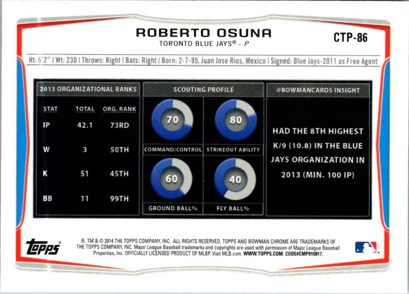 2014 Bowman Draft Picks & Prospects Chrome Top Roberto Osuna