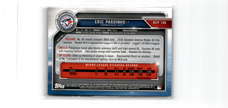 2018 Bowman Chrome Prospects Eric Pardinho