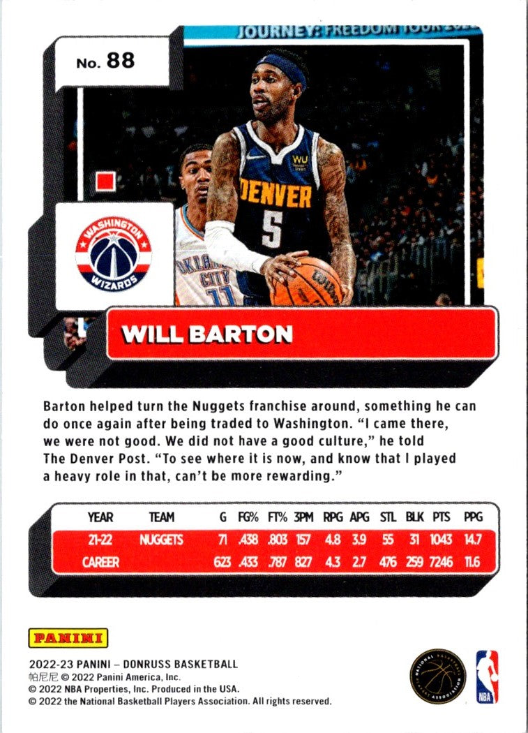 2022 Donruss Holo Laser Red/Gold Will Barton