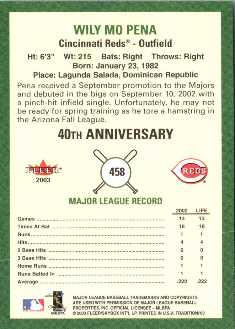 2003 Fleer Tradition Wily Mo Pena