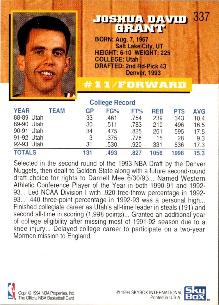 1993 Hoops Josh Grant