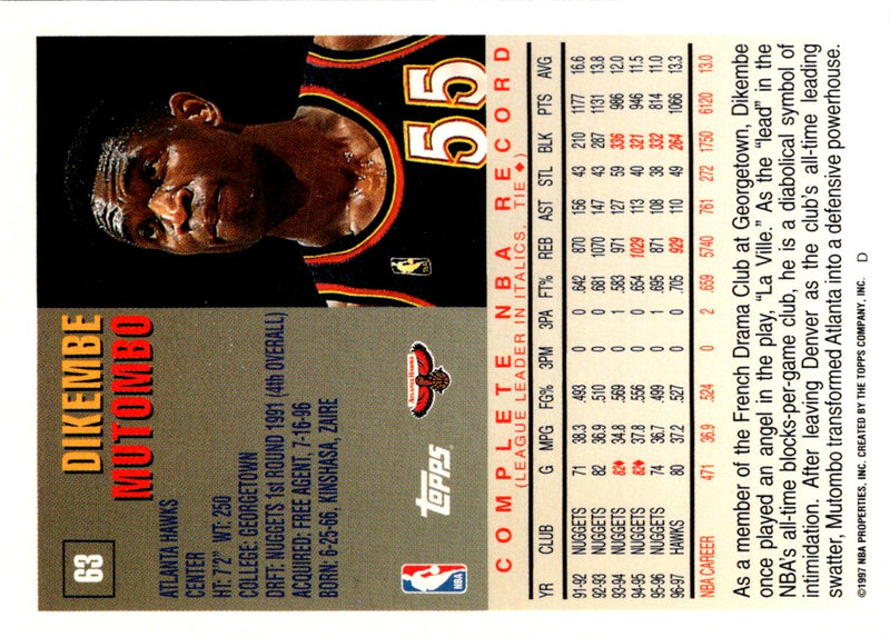 1997 Topps Dikembe Mutombo