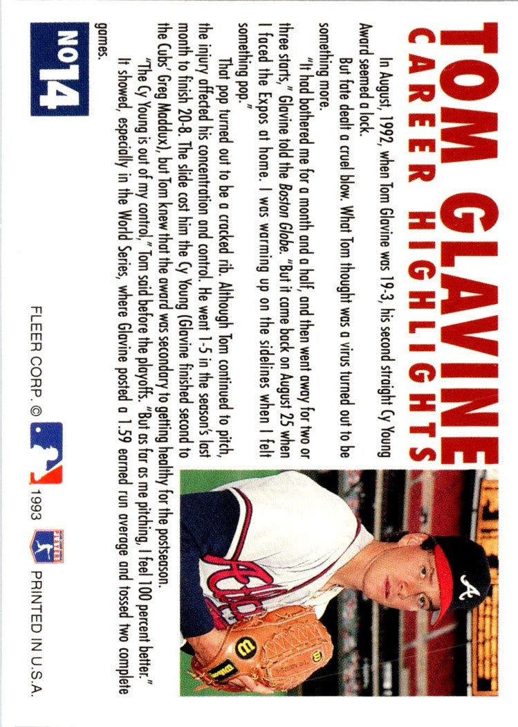 1993 Fleer Tom Glavine Career Highlights Tom Glavine