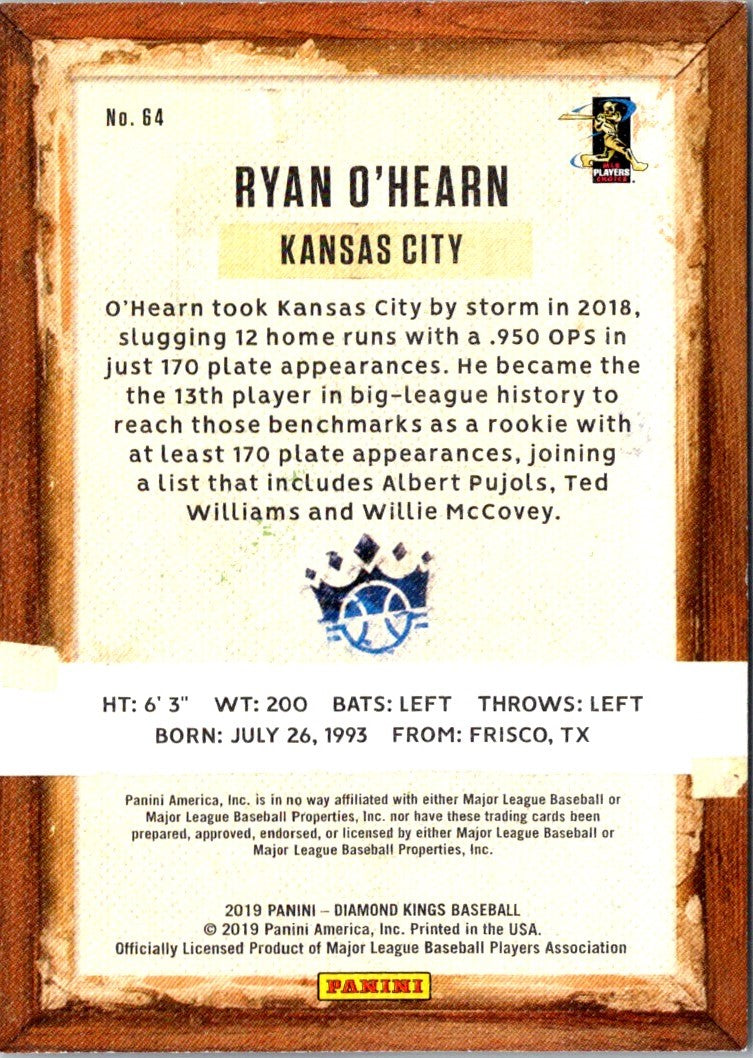 2019 Panini Diamond Kings Artist Proof Blue Ryan O'Hearn