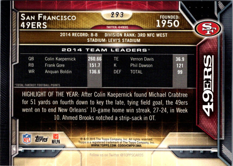 2015 Topps San Francisco 49ers