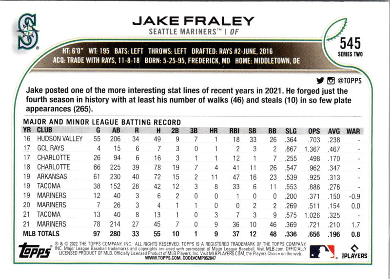 2022 Topps Jake Fraley