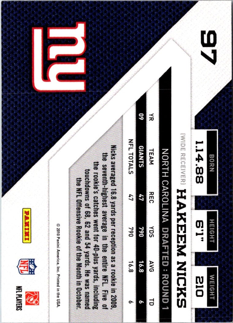 2010 Panini Rookies & Stars Hakeem Nicks