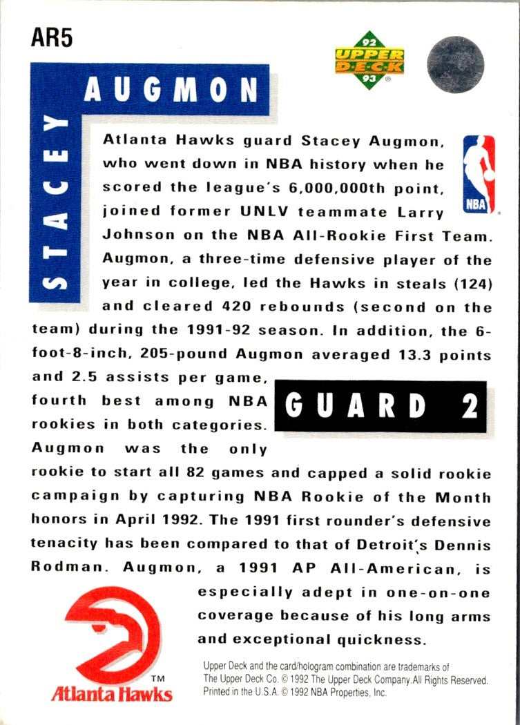 1992 Upper Deck All-Rookie Team Stacey Augmon