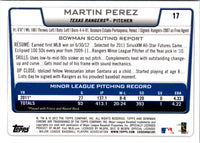 2012 Bowman Draft Picks & Prospects Chrome Martin Perez #17