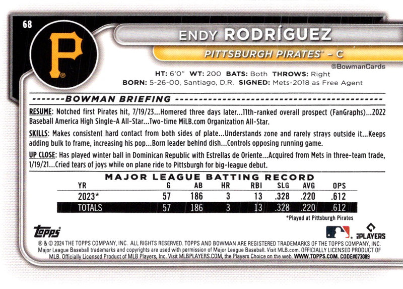 2024 Bowman Prospects Endy Rodriguez