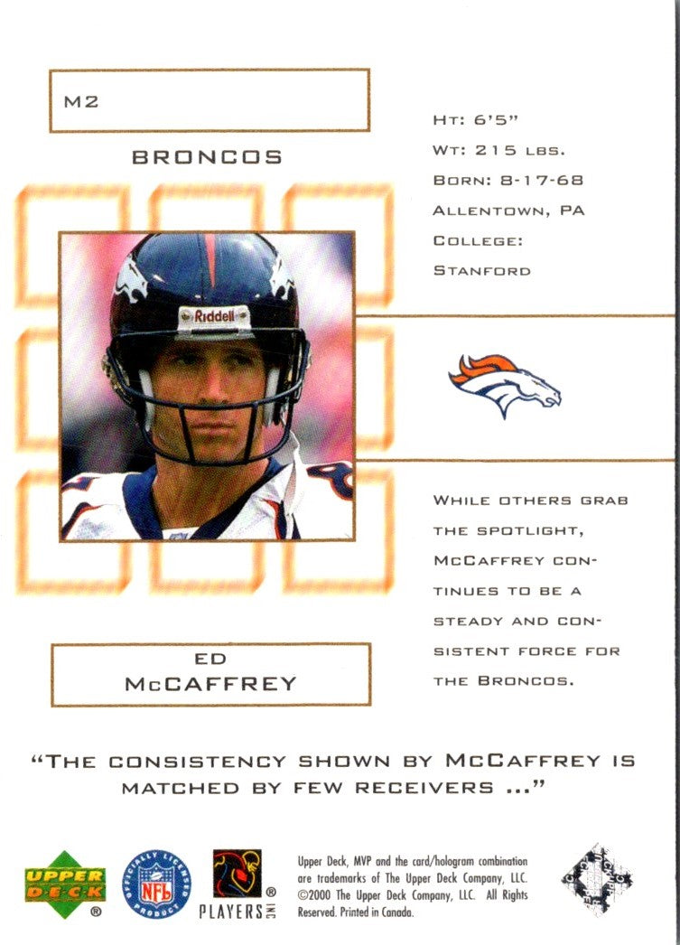 2000 Upper Deck MVP Theatre Ed McCaffrey